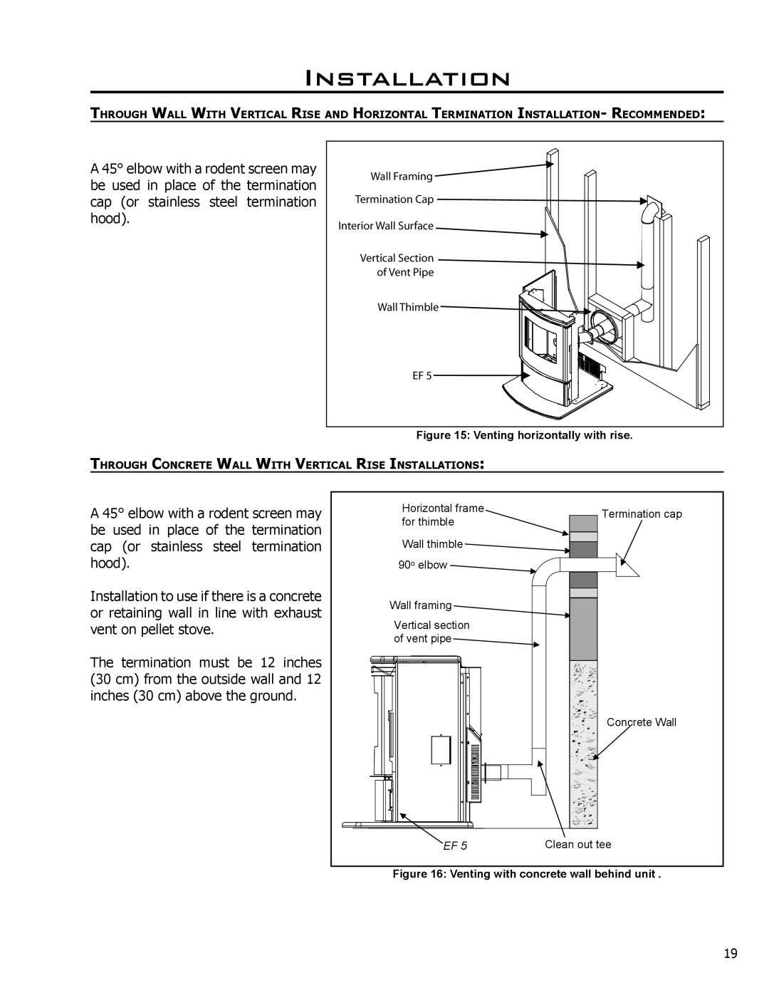 Enviro C-10608 owner manual Venting horizontally with rise 