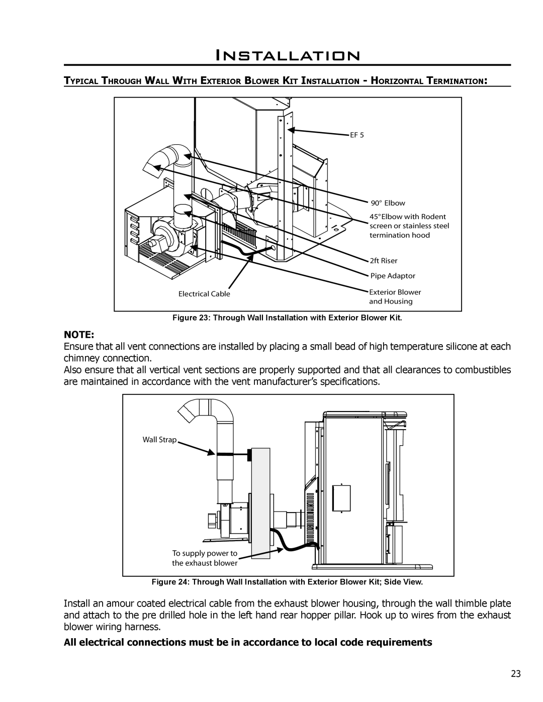 Enviro C-10608 owner manual Through Wall Installation with Exterior Blower Kit 