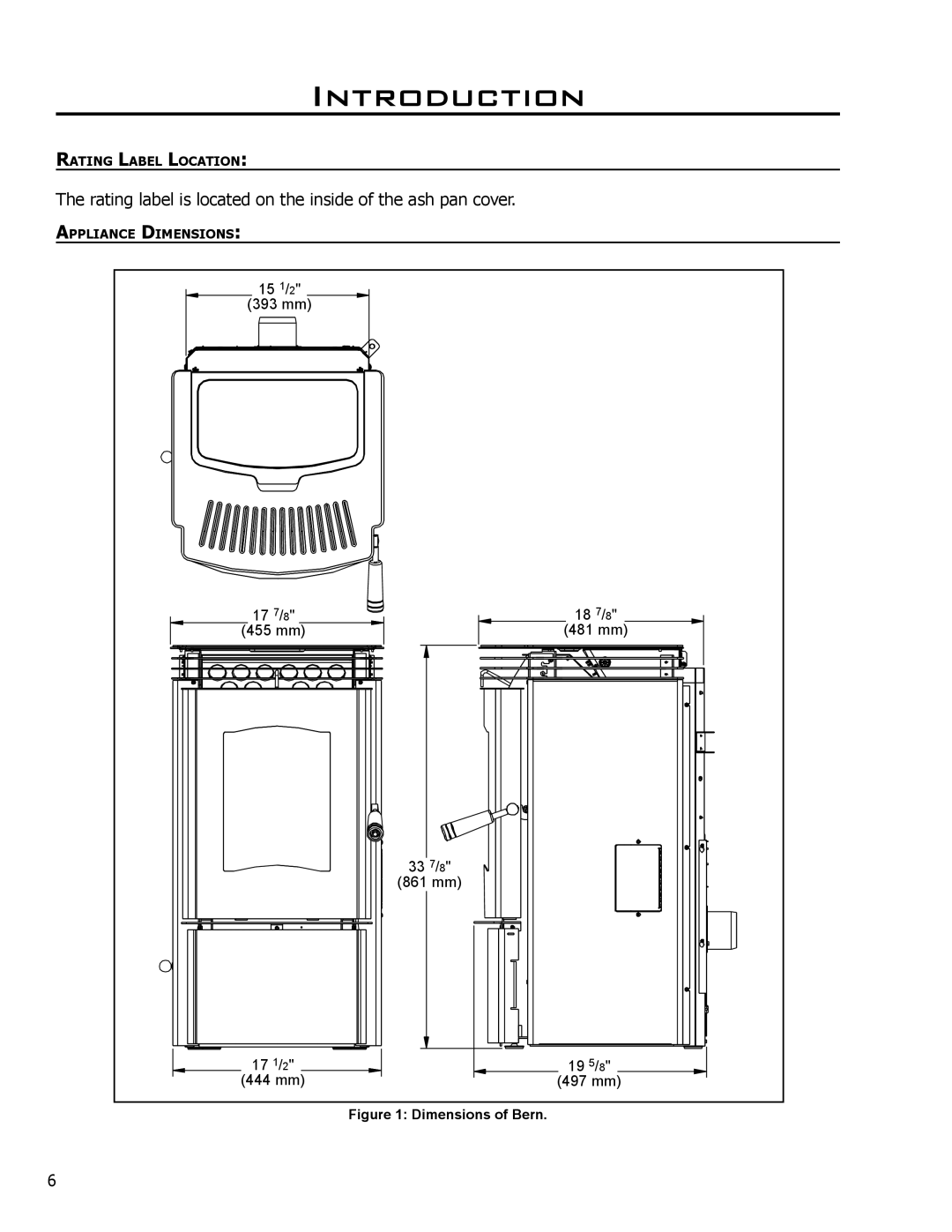 Enviro C-10629 owner manual Rating label is located on the inside of the ash pan cover 