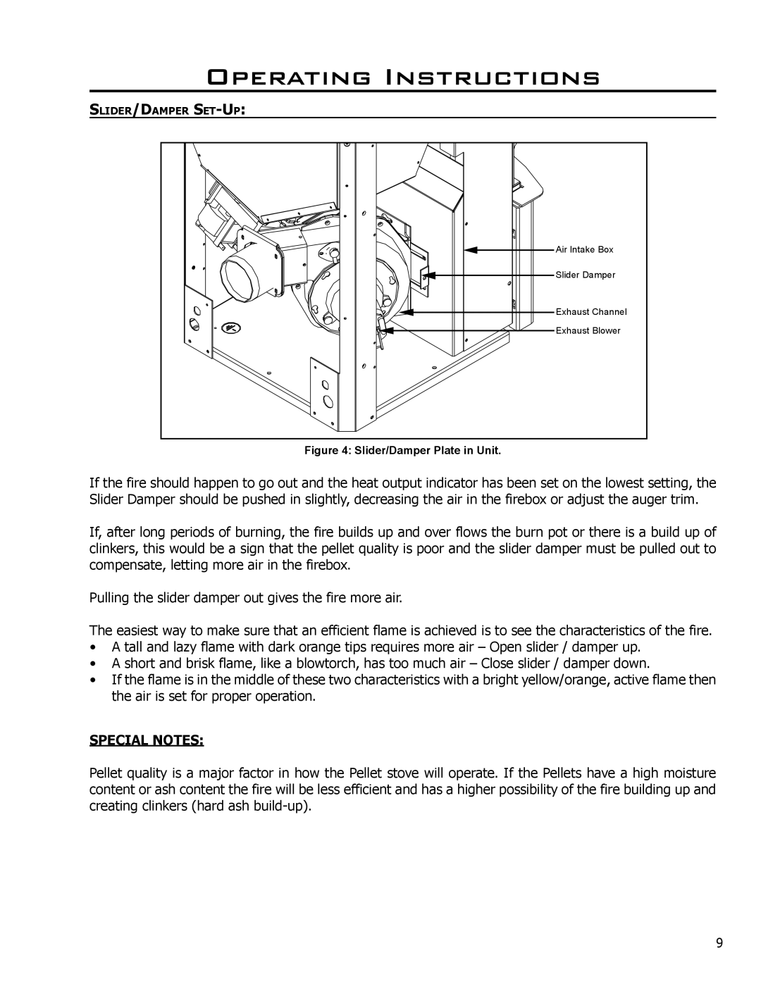 Enviro C-10629 owner manual Special Notes, Slider/Damper Plate in Unit 