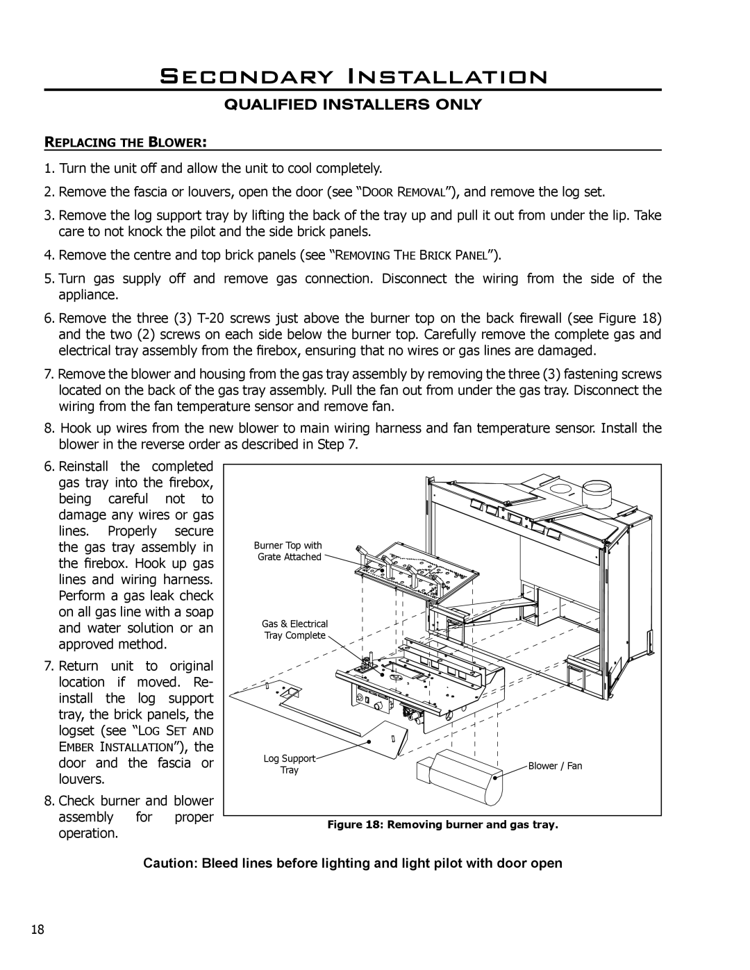 Enviro C-10637, 50-1096 owner manual Secondary Installation, Replacing the Blower 