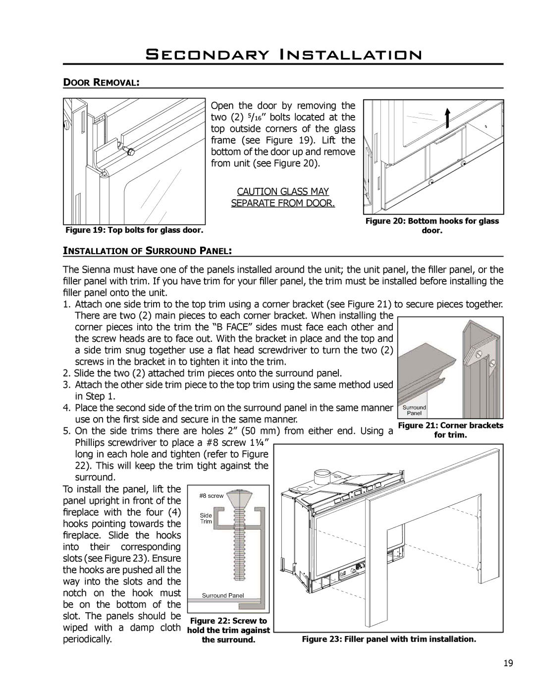 Enviro 50-1096, C-10637 owner manual Door Removal, Installation of Surround Panel 