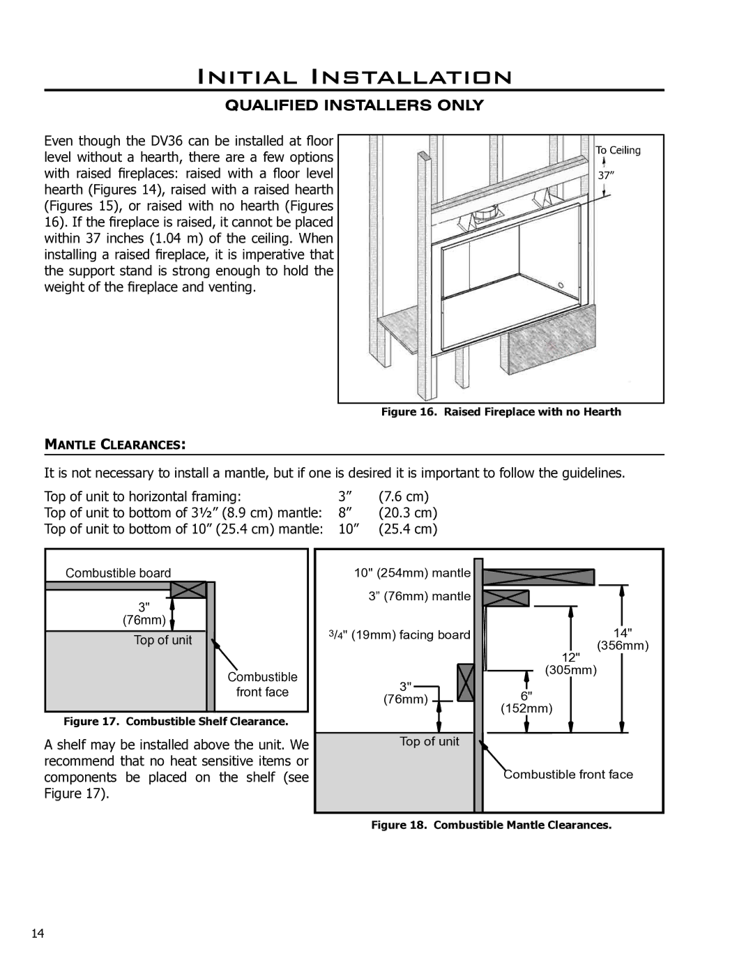 Enviro C-10791, 50-927 owner manual Top of unit to bottom of 10 25.4 cm mantle 