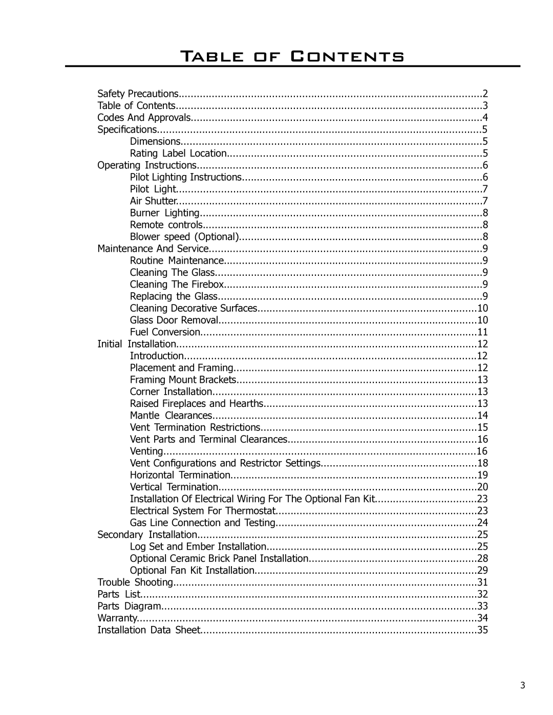 Enviro 50-927, C-10791 owner manual Table of Contents 