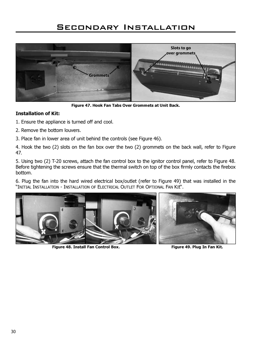 Enviro C-10791, 50-927 owner manual Installation of Kit, Hook Fan Tabs Over Grommets at Unit Back 