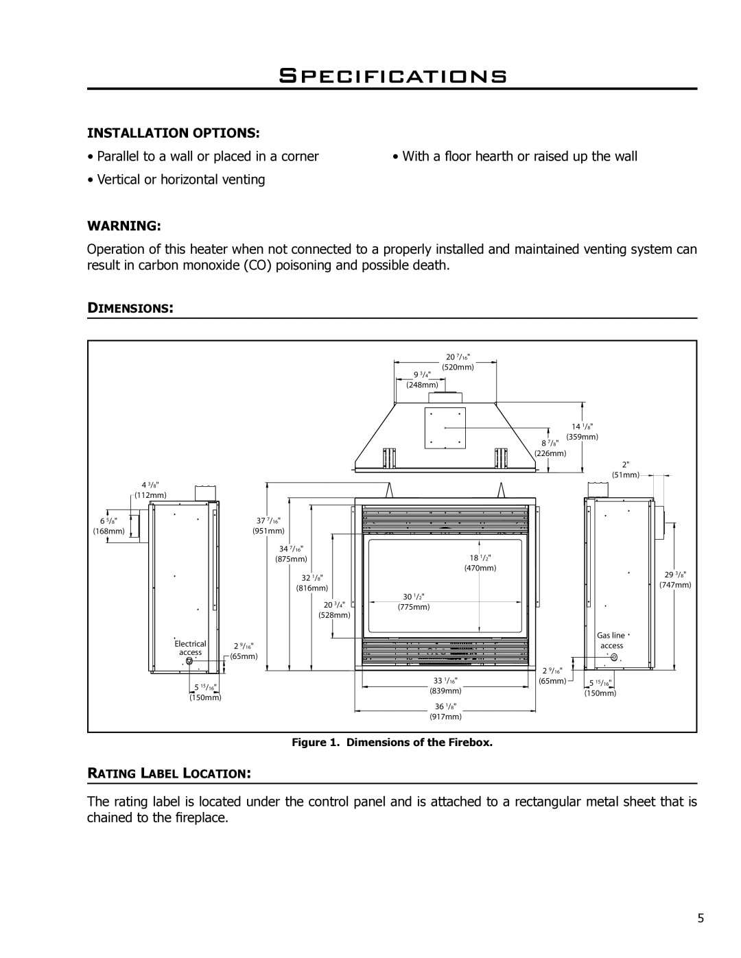 Enviro 50-927, C-10791 owner manual Specifications, Installation Options 