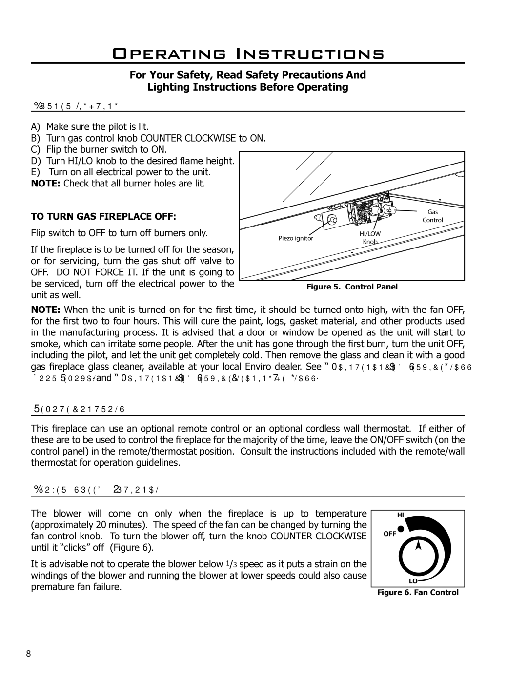 Enviro C-10791, 50-927 owner manual To Turn GAS Fireplace OFF, Control Panel 