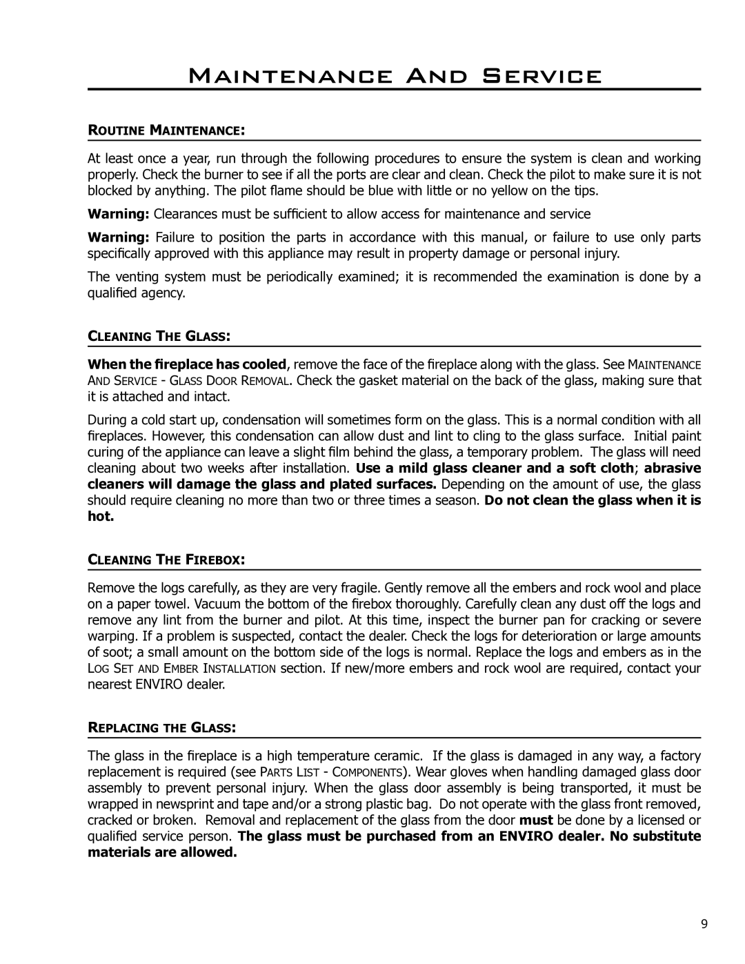 Enviro 50-927, C-10791 owner manual Maintenance And Service 