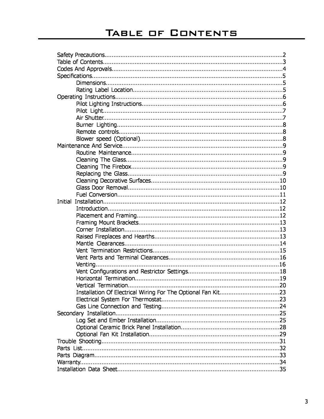 Enviro 50-927, C-10791 owner manual Table of Contents 