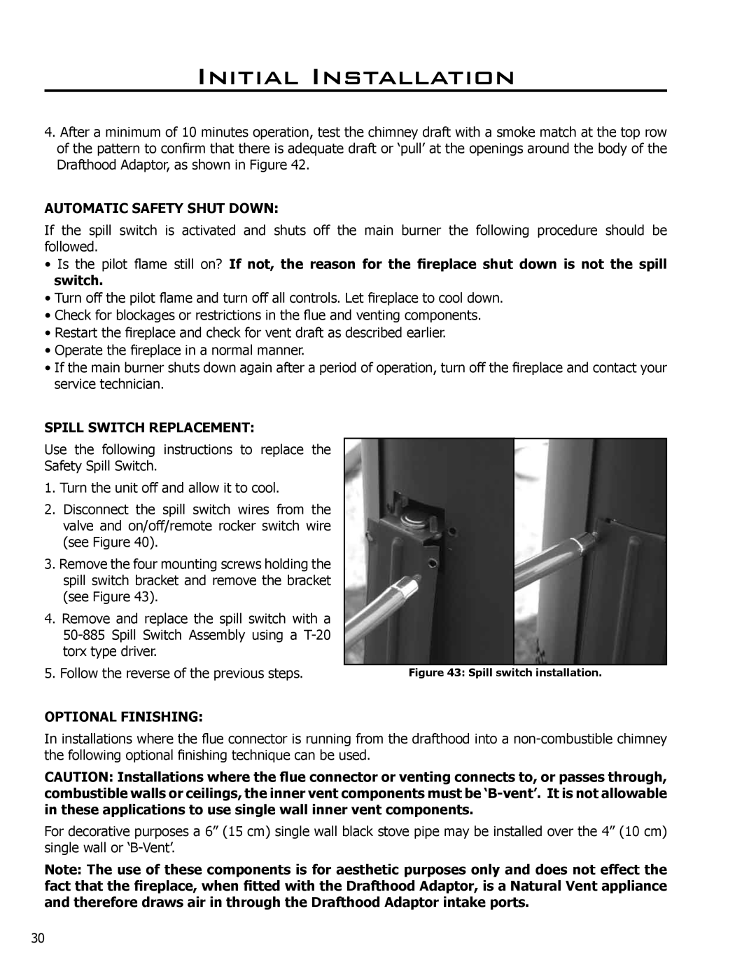 Enviro C-10794 owner manual Automatic Safety Shut Down, Spill Switch Replacement, Optional Finishing 