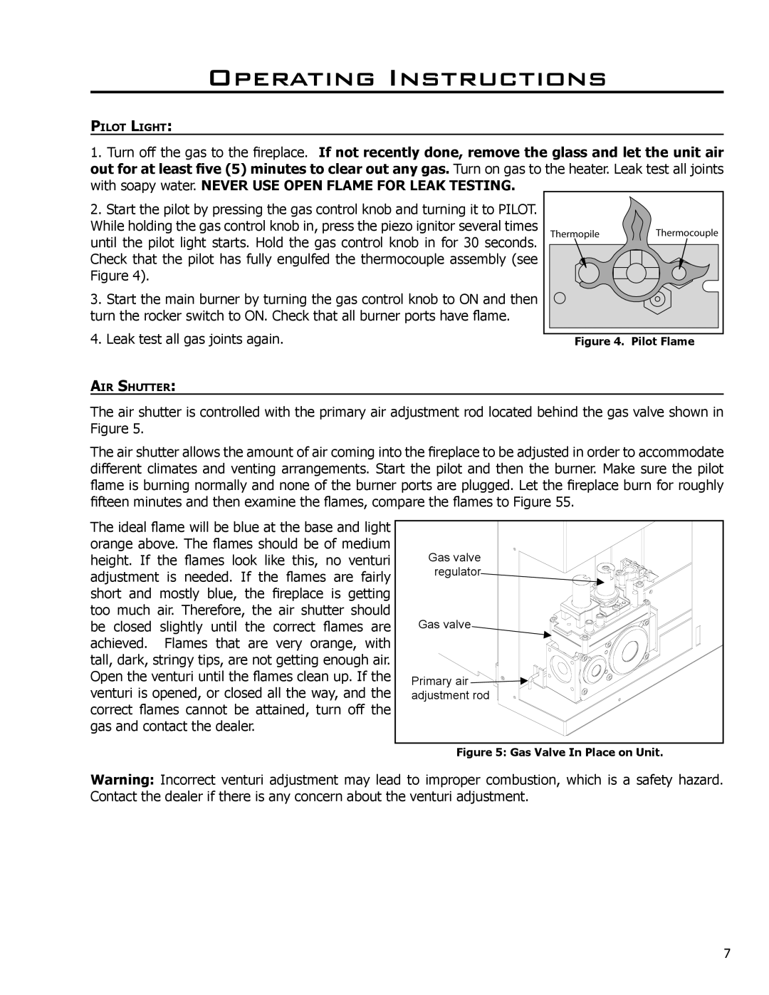 Enviro C-10794 owner manual Gas valve 