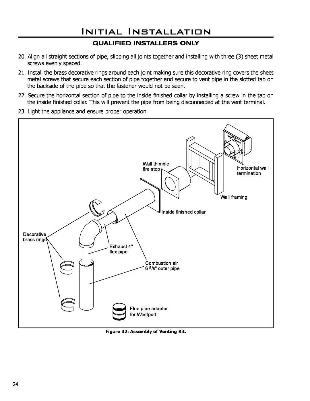 Enviro C-10794 owner manual Initial Installation, Qualified Installers Only, Wall thimble 