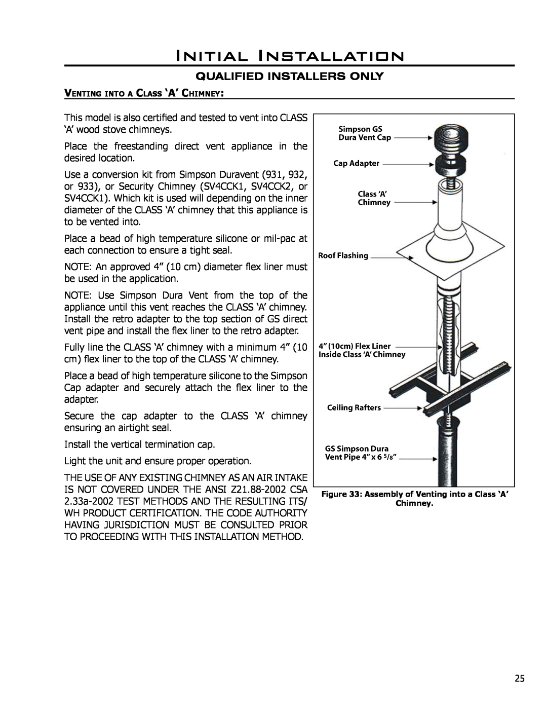 Enviro C-10794 owner manual Initial Installation, Qualified Installers Only, Install the vertical termination cap 