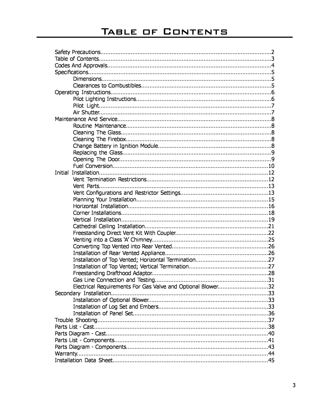 Enviro C-10794 owner manual Table of Contents 