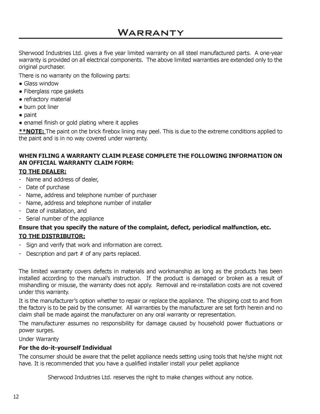 Enviro C-10808, 50-1385, C-11114 owner manual Warranty, To the Distributor, For the do-it-yourself Individual 