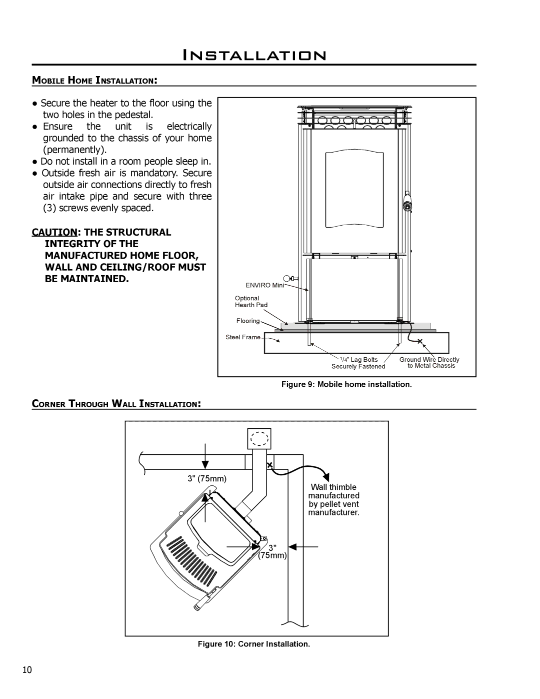 Enviro C-10985 technical manual 75mm Wall thimble Manufactured by pellet vent manufacturer 