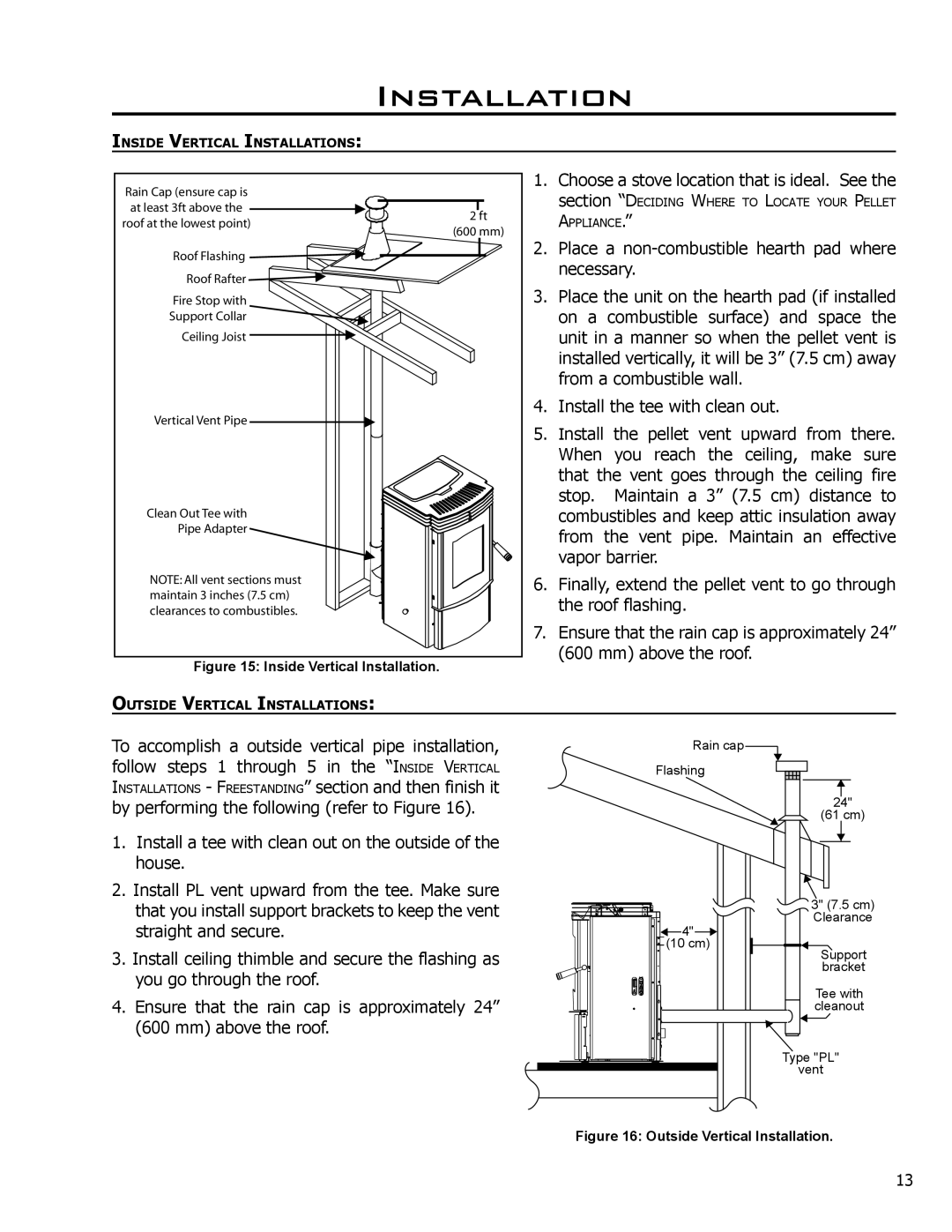 Enviro C-10985 technical manual Place a non-combustible hearth pad where 