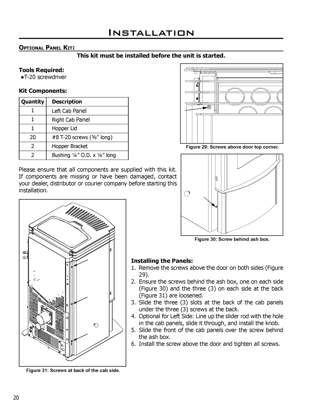 Enviro C-10985 technical manual Kit Components, Installing the Panels 