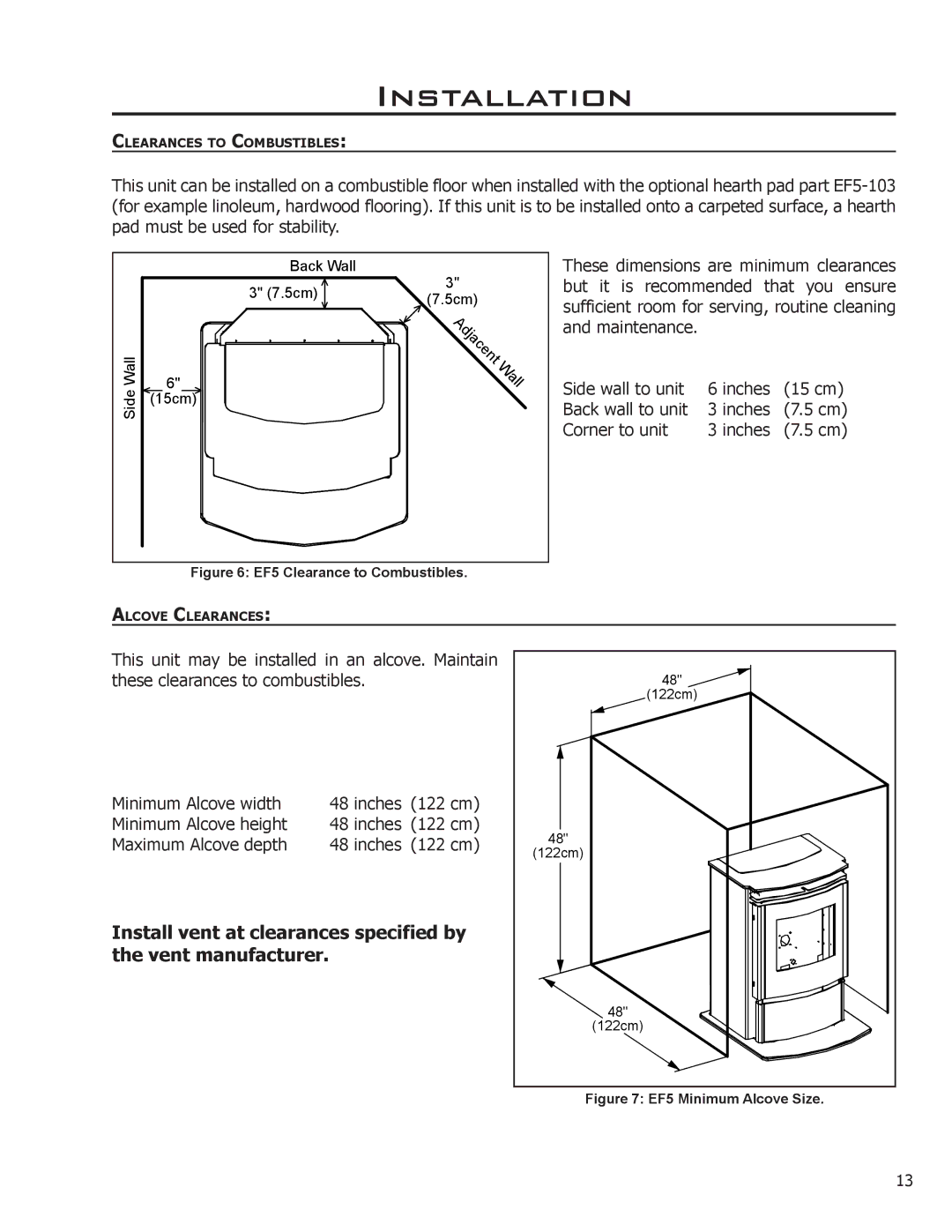 Enviro C-11023 owner manual Maximum Alcove depth Inches 