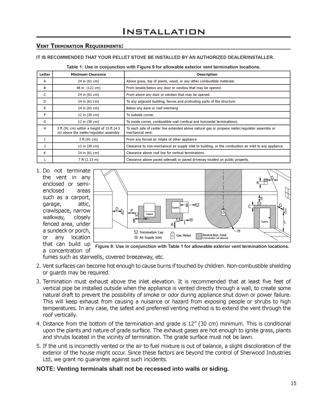 Enviro C-11023 owner manual Vent Termination Requirements 