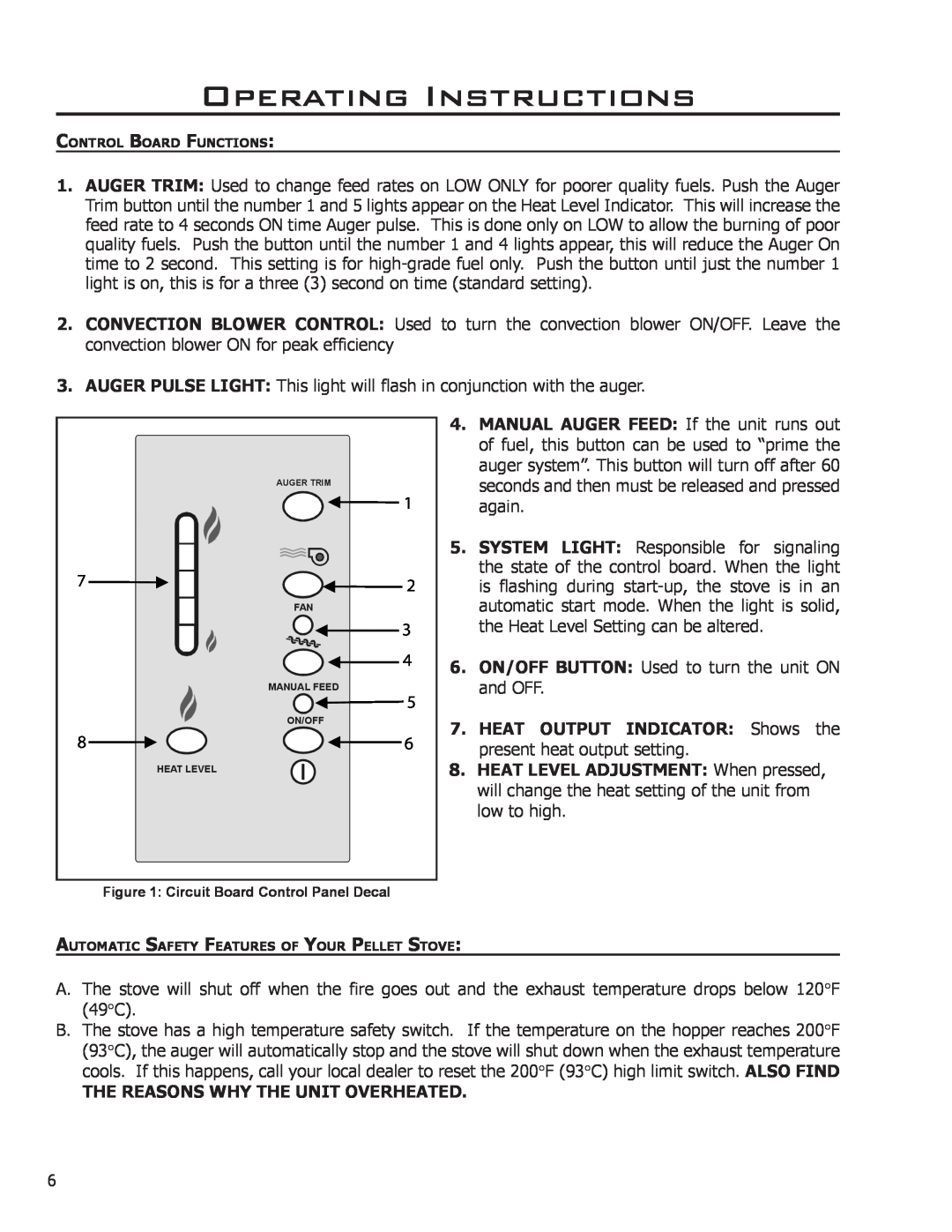 Enviro C-11023 owner manual Operating Instructions, HEAT OUTPUT INDICATOR Shows the present heat output setting 