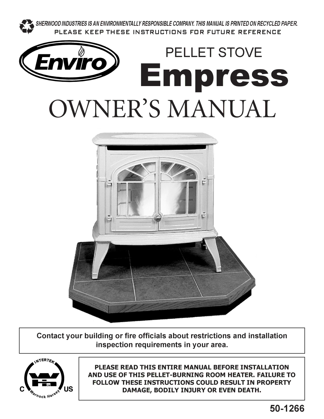 Enviro 50-1266, C-11112 owner manual Empress 