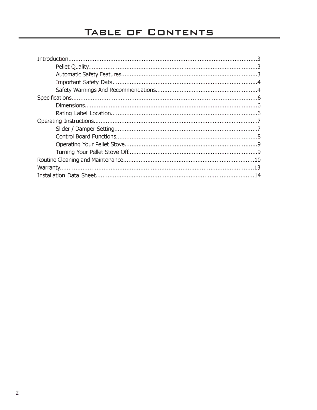 Enviro C-11112, 50-1266 owner manual Table of Contents 