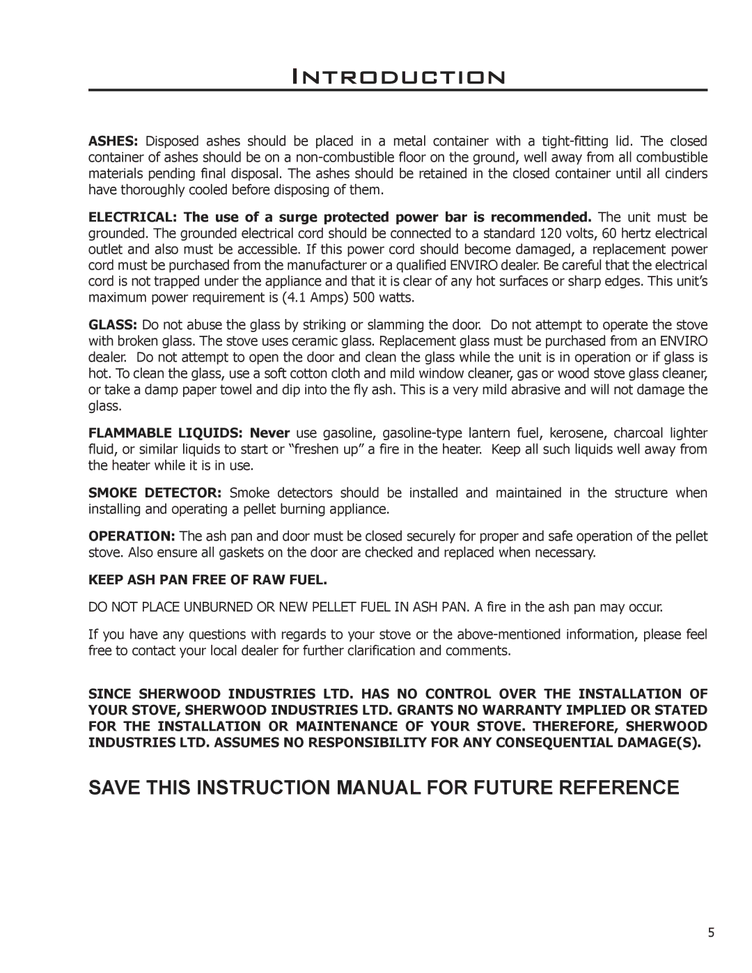 Enviro 50-1266, C-11112 owner manual Keep ASH PAN Free of RAW Fuel 