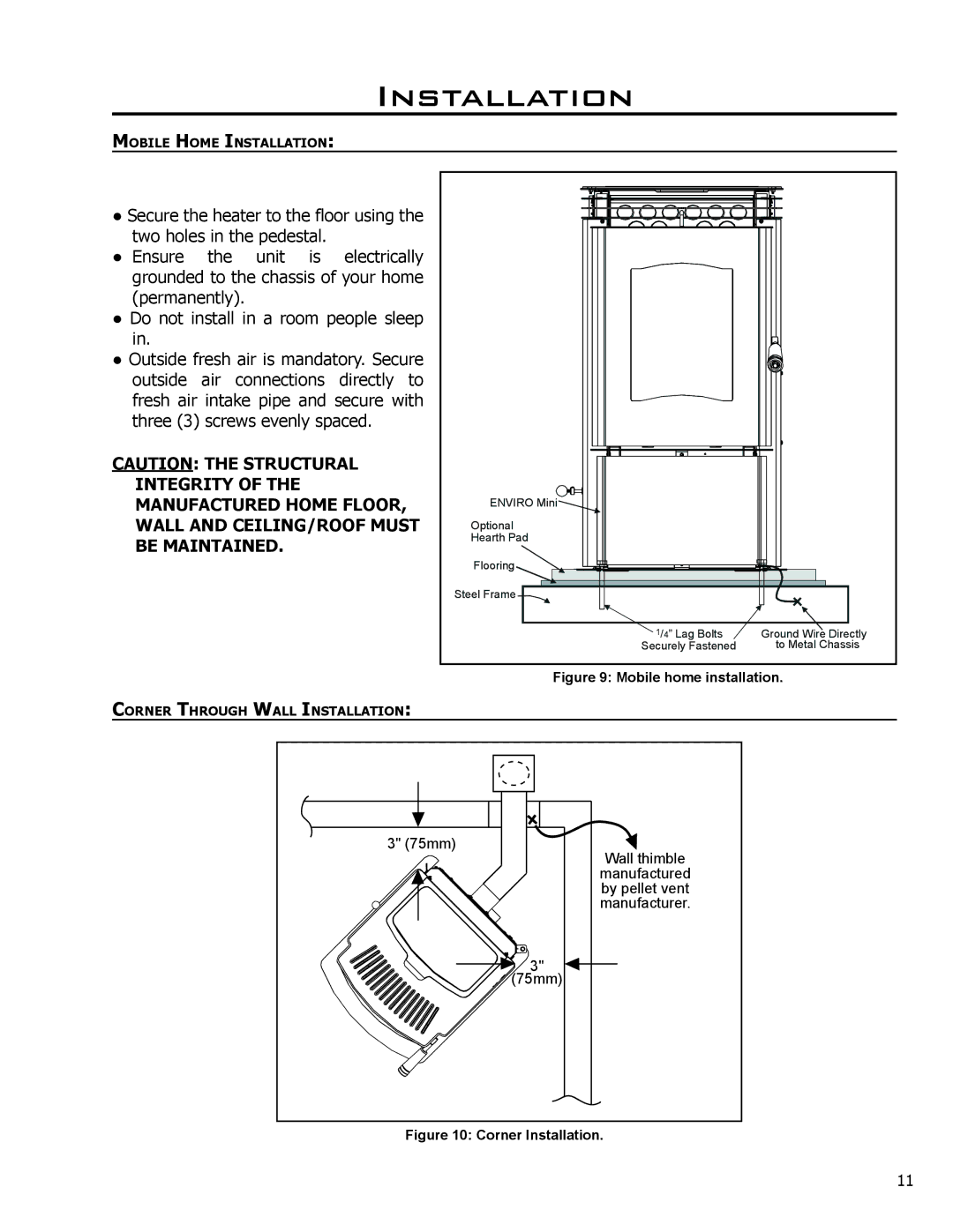 Enviro C-11150 technical manual 75mm Wall thimble Manufactured by pellet vent manufacturer 