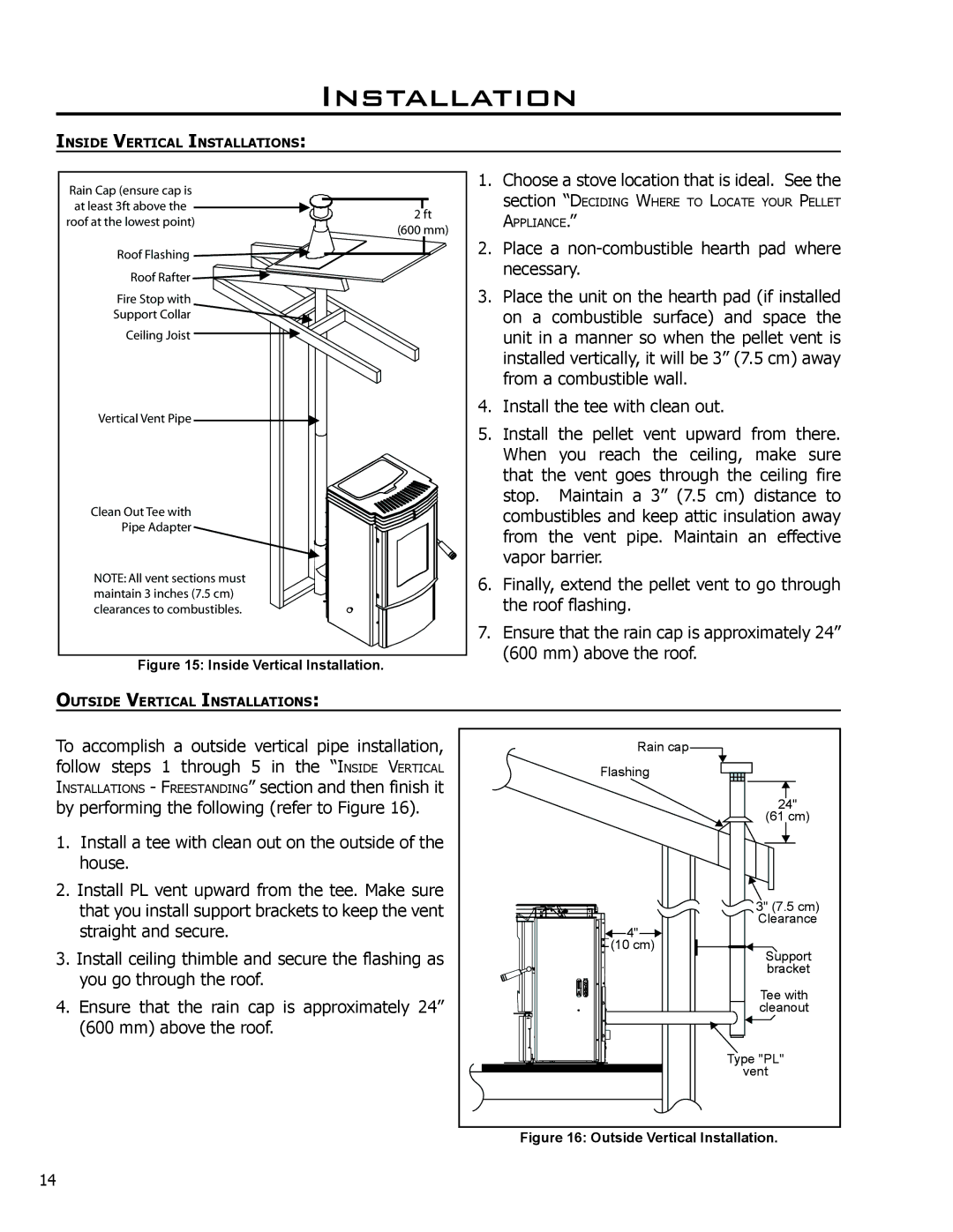 Enviro C-11150 technical manual Place a non-combustible hearth pad where 