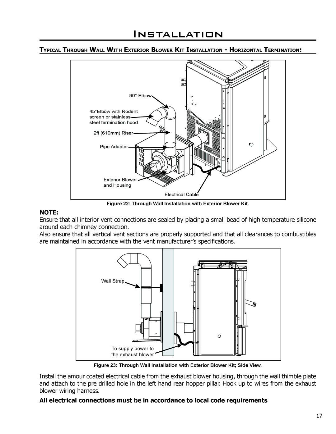 Enviro C-11150 technical manual Through Wall Installation with Exterior Blower Kit 