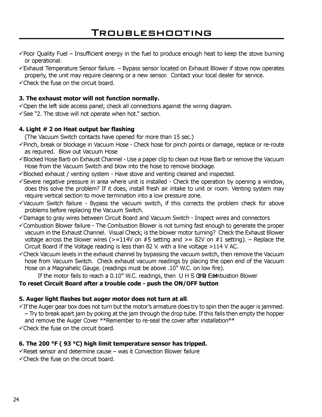 Enviro C-11150 technical manual Exhaust motor will not function normally, Light # 2 on Heat output bar flashing 