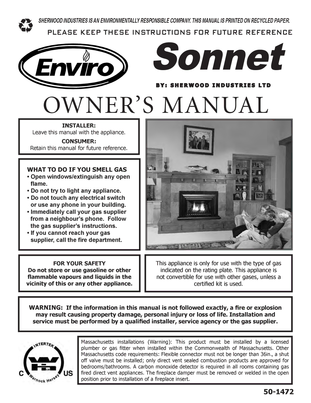 Enviro C-11102, C-11253, 50-1472 owner manual Installer, Consumer, For Your Safety 