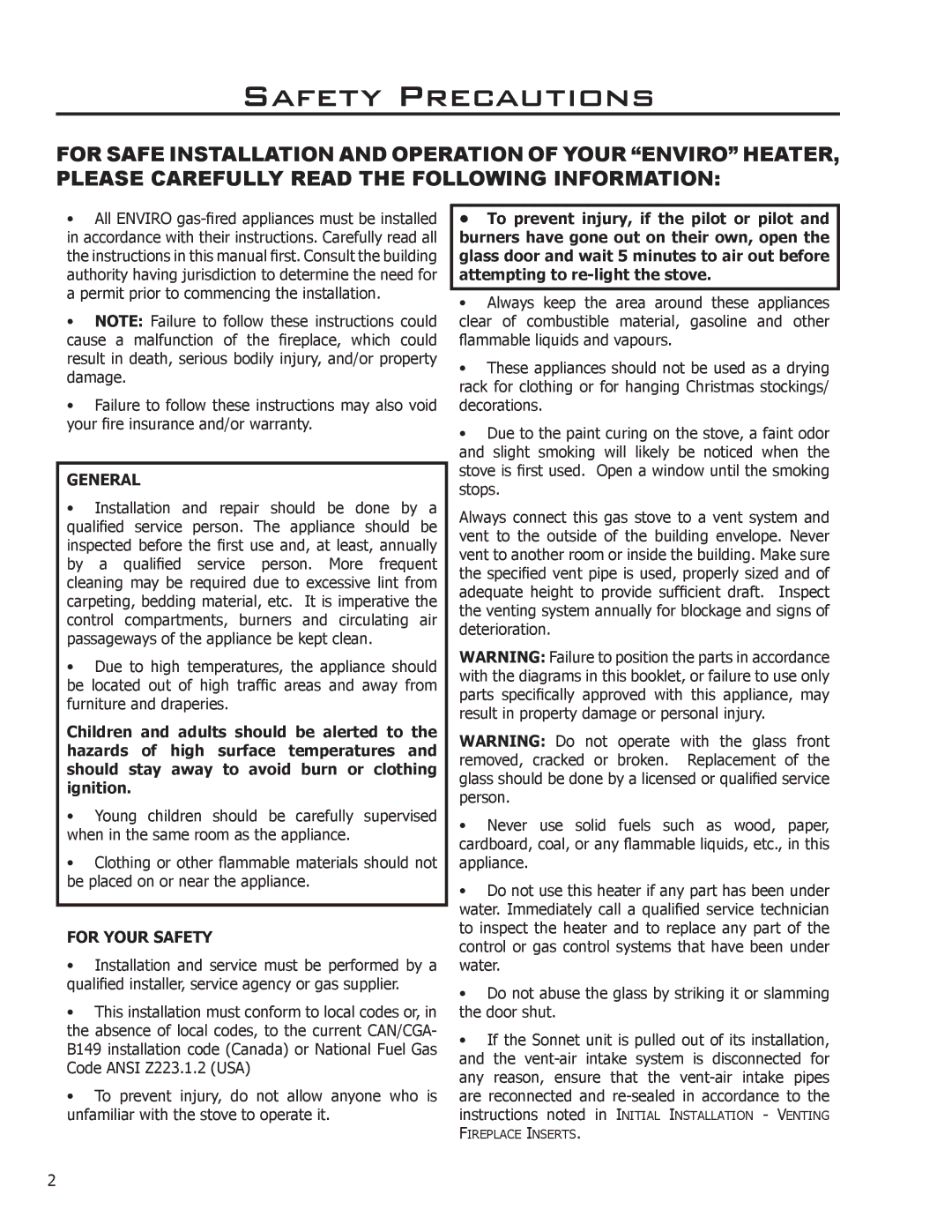 Enviro 50-1472, C-11253, C-11102 owner manual Safety Precautions, General 