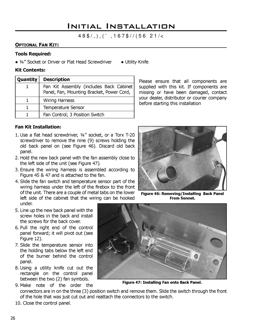 Enviro 50-1472, C-11253, C-11102 owner manual Fan Kit Installation, Removing/Installing Back Panel 