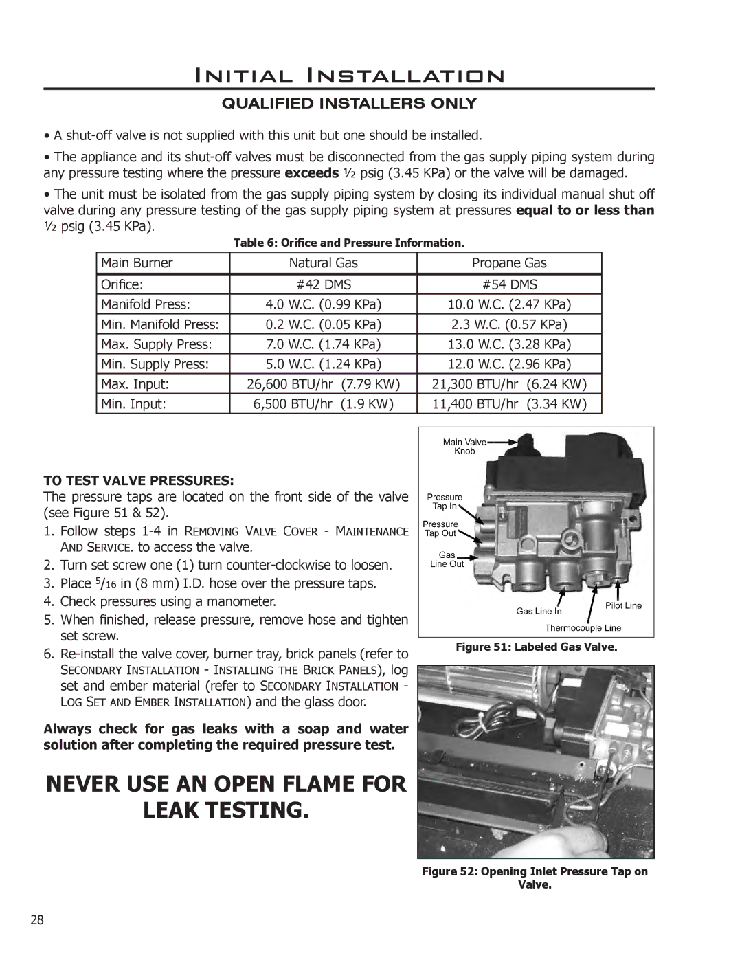 Enviro C-11102, C-11253, 50-1472 owner manual To Test Valve Pressures, Labeled Gas Valve 