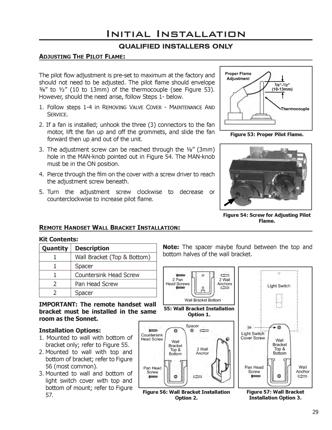 Enviro 50-1472, C-11253, C-11102 owner manual Installation Options, Proper Pilot Flame 