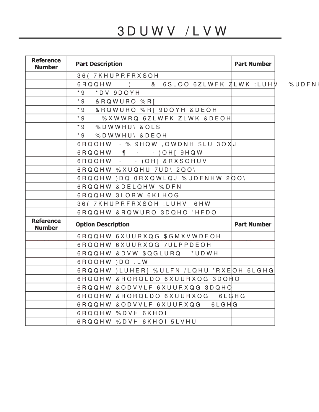 Enviro C-11253, C-11102, 50-1472 owner manual Parts List, Option Description, Number 