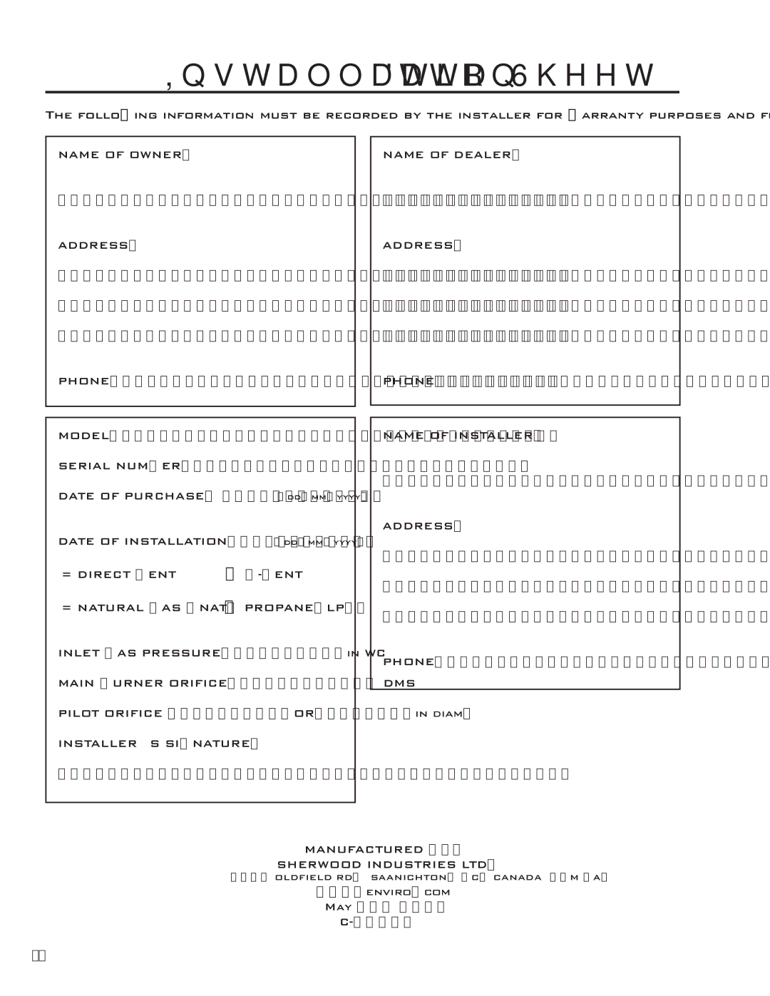 Enviro C-11253, C-11102, 50-1472 owner manual Installation Data Sheet 