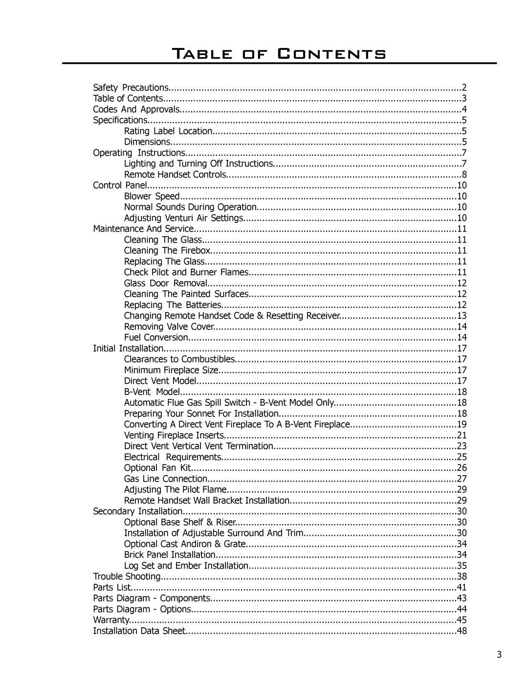 Enviro C-11253, C-11102, 50-1472 owner manual Table of Contents 