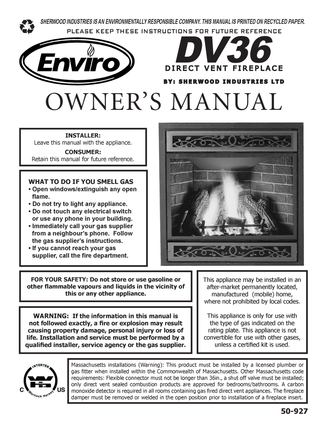 Enviro C-11275 owner manual 50-927 