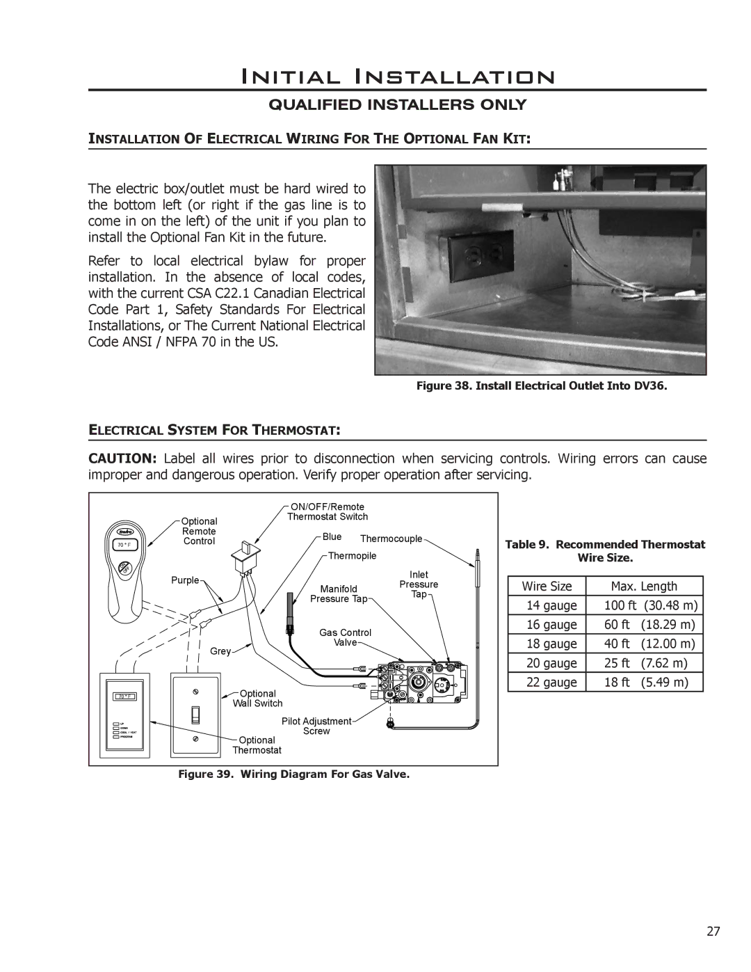 Enviro C-11275 owner manual Installation of Electrical Wiring for the Optional FAN KIT 