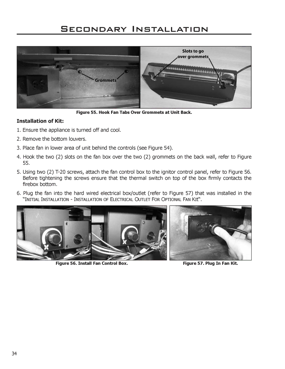 Enviro C-11275 owner manual Installation of Kit, Hook Fan Tabs Over Grommets at Unit Back 