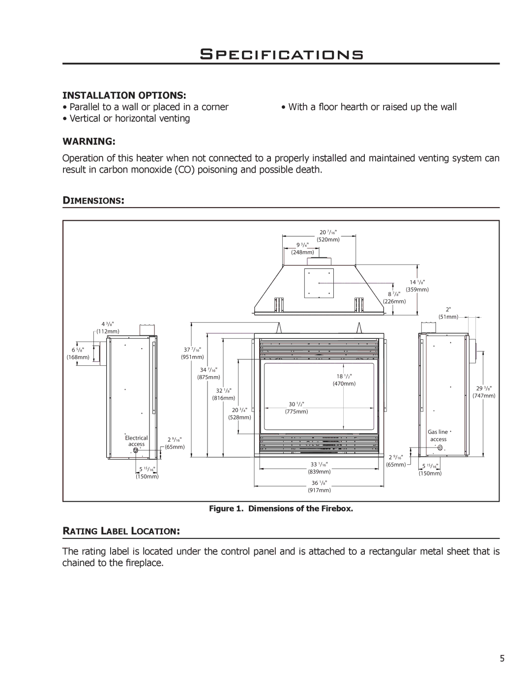 Enviro C-11275 owner manual Specifications, Installation Options 