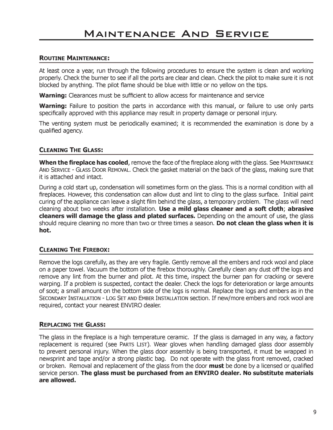 Enviro C-11275 owner manual Maintenance And Service 