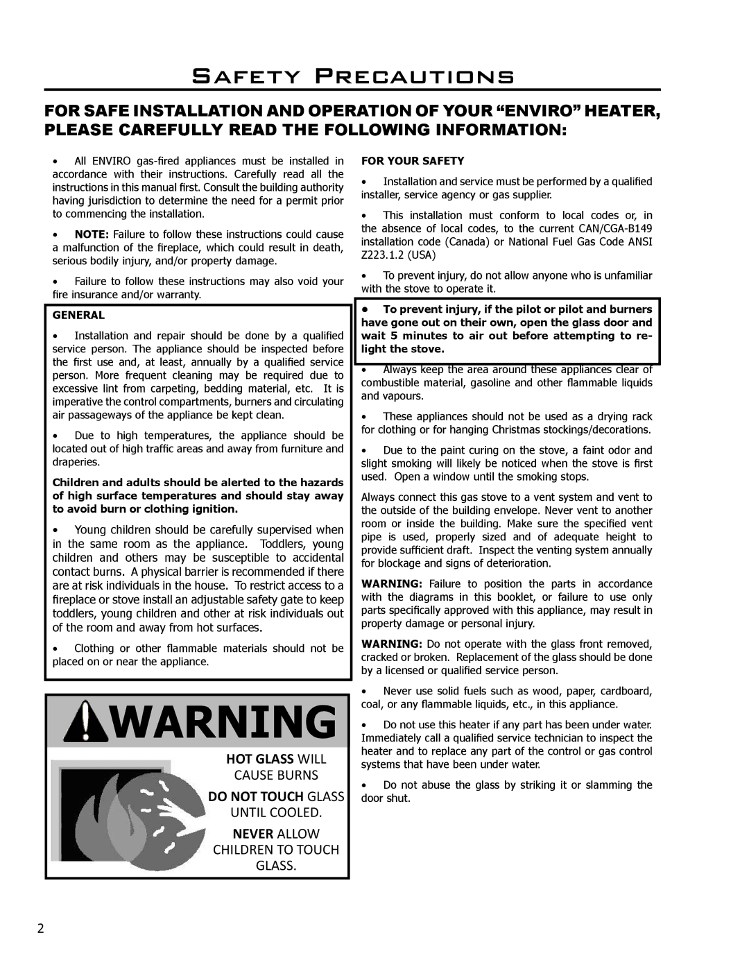 Enviro 50-645, C-11278, C-10078 owner manual Safety Precautions, General 