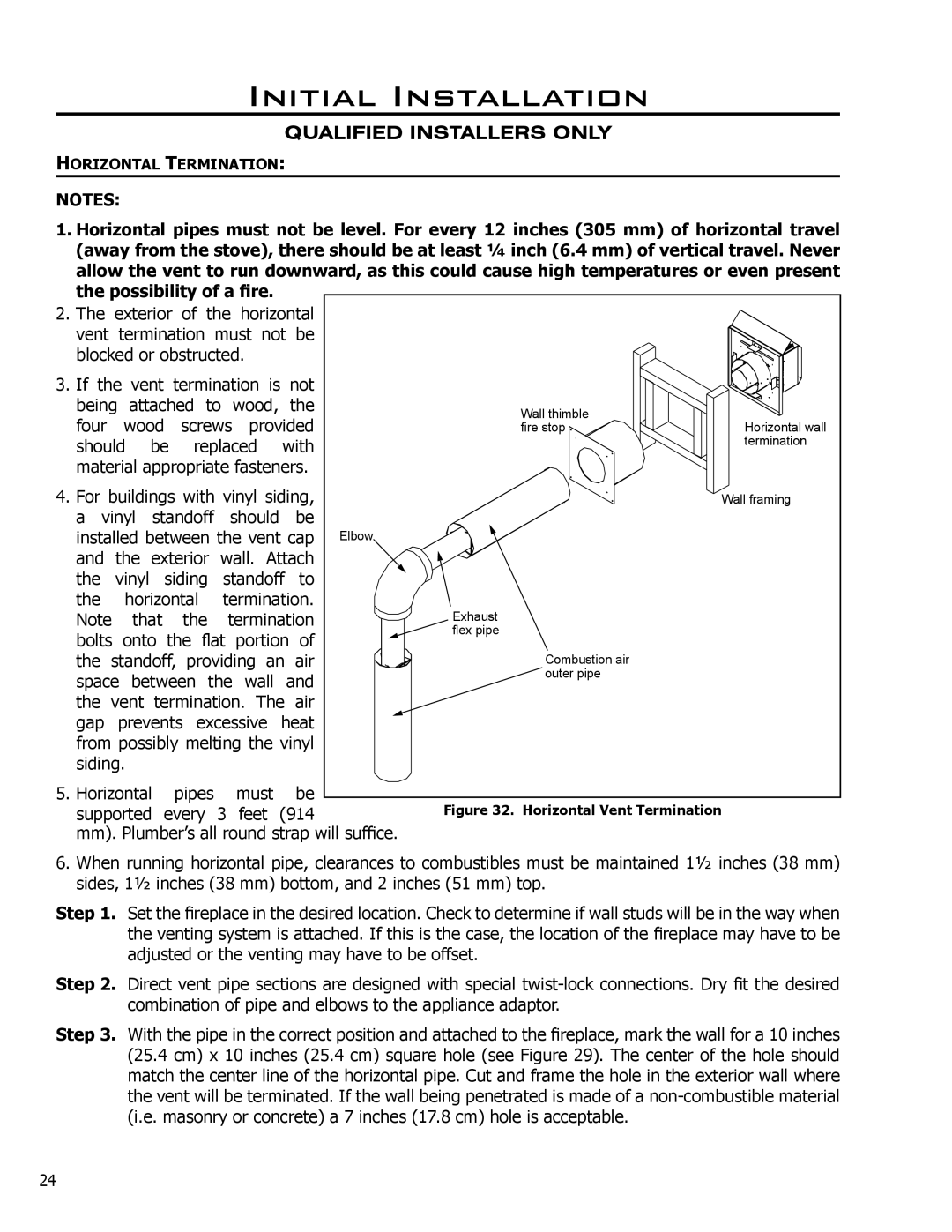 Enviro C-11278, C-10078, 50-645 owner manual Horizontal Termination, Horizontal Vent Termination 