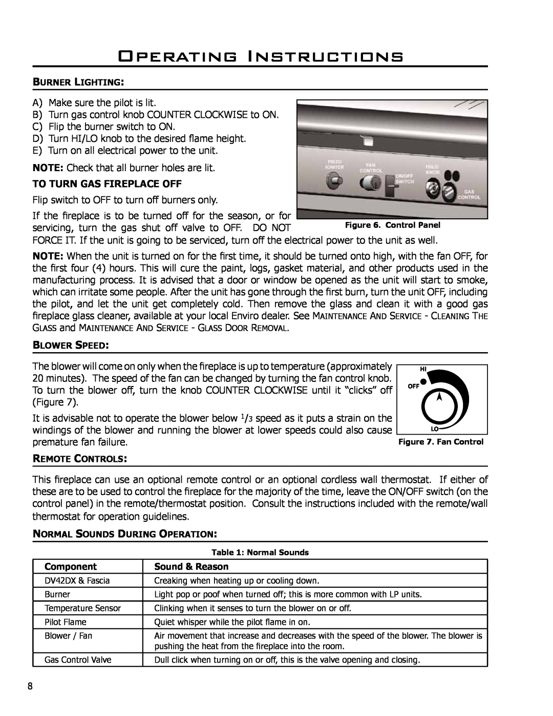 Enviro 50-645, C-11278, C-10078 owner manual To Turn Gas Fireplace Off, Operating Instructions 