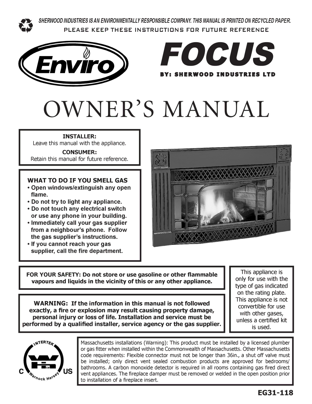 Enviro C-11288 owner manual Focus 