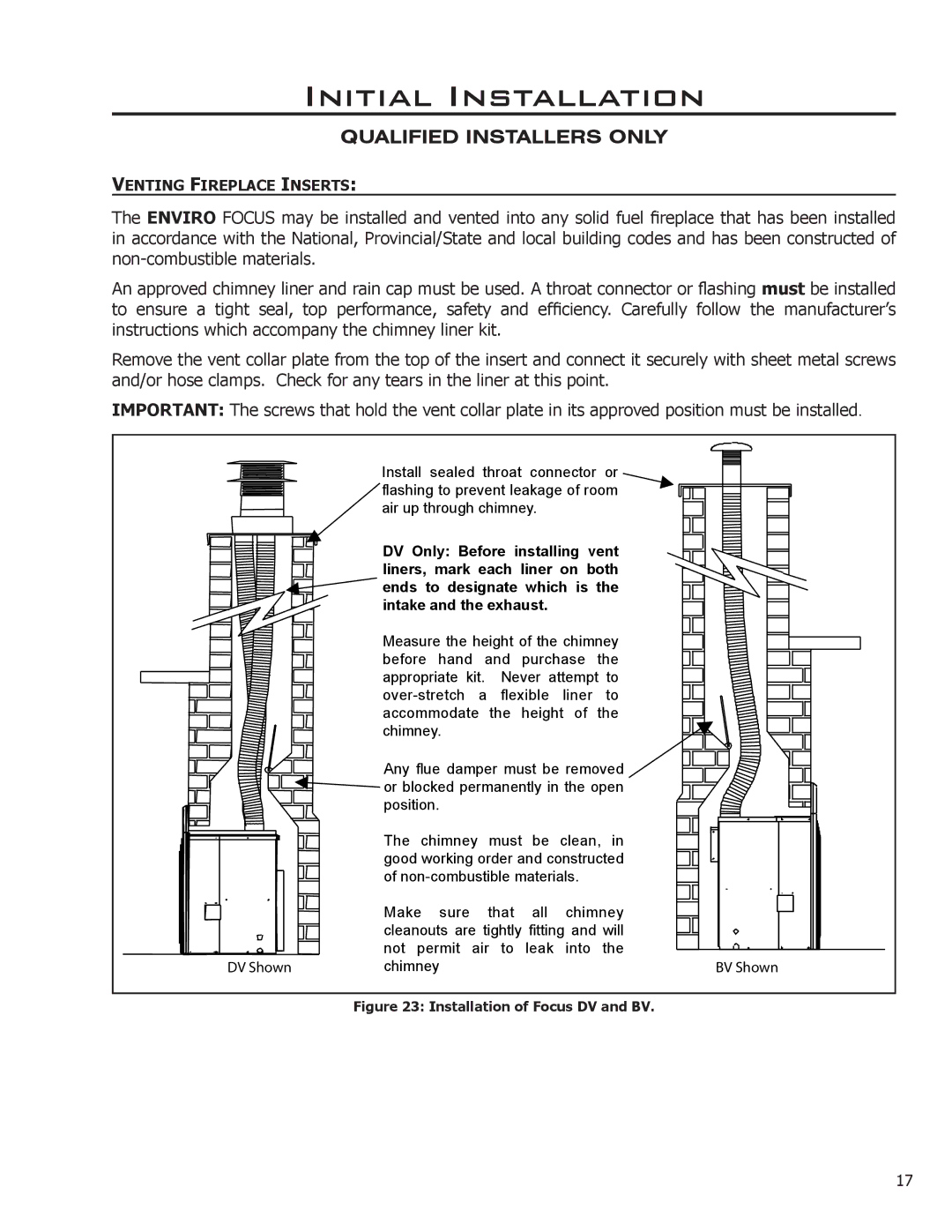 Enviro C-11288 owner manual Venting Fireplace Inserts 